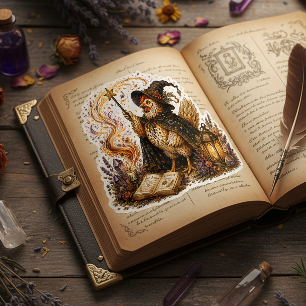 Chicken Witch Wand Sticker