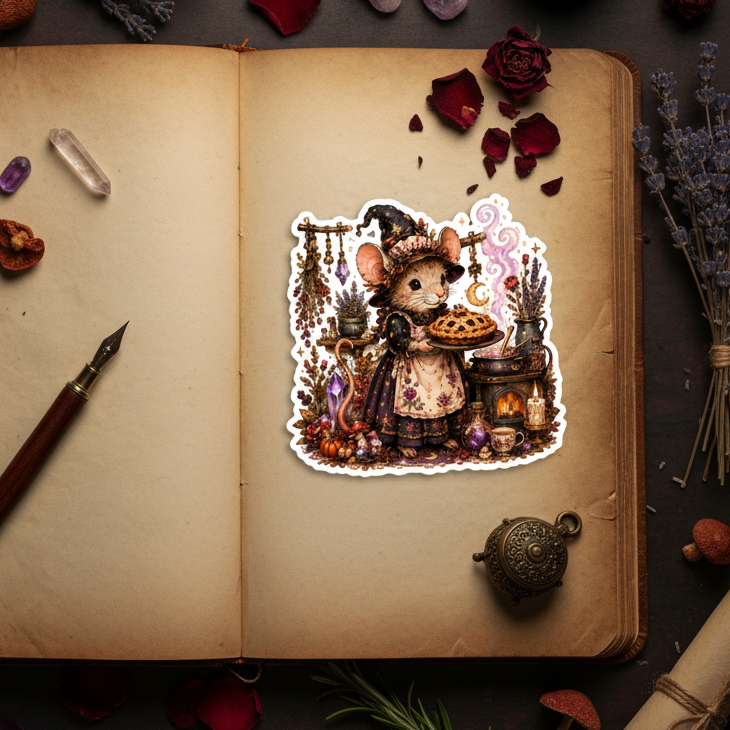 Mouse Witch Baker Sticker