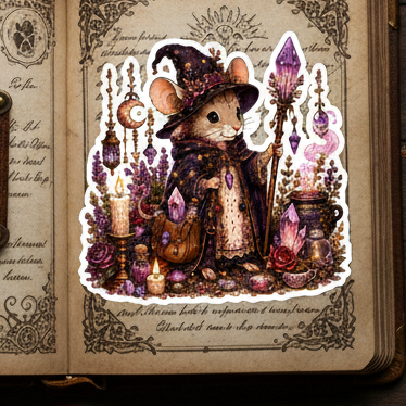 Mouse Witch Staff Sticker