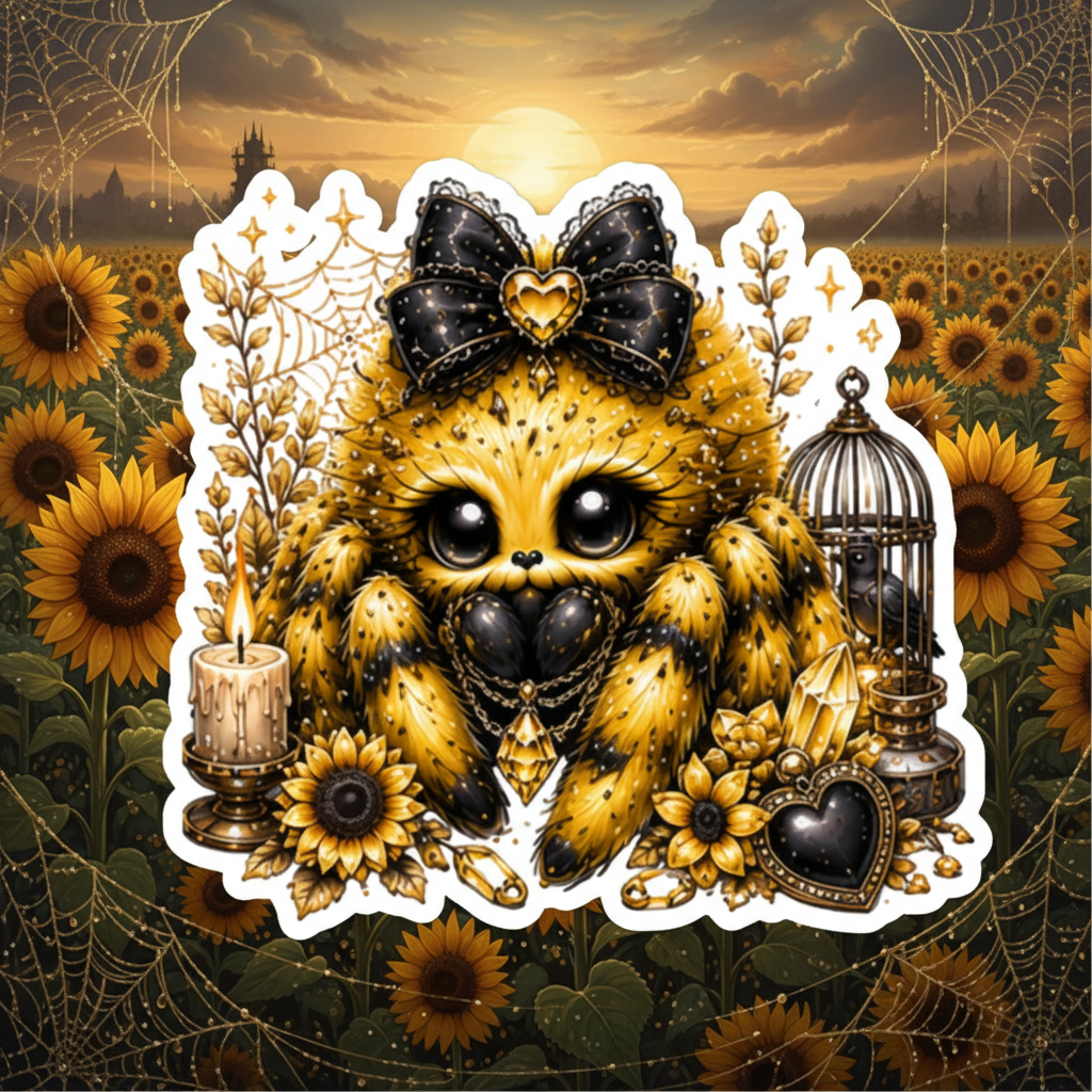Sweet Little Spiders Yellow Sticker