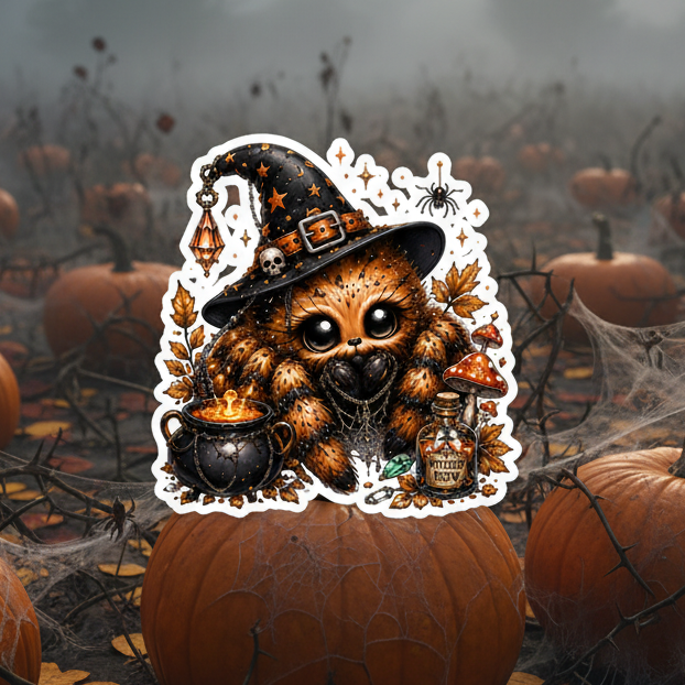 Sweet Little Spiders Orange Sticker