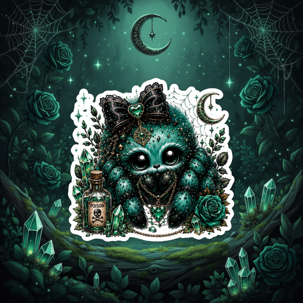 Sweet Little Spiders Green Sticker