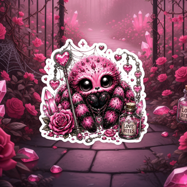 Sweet Little Spiders Pink Sticker