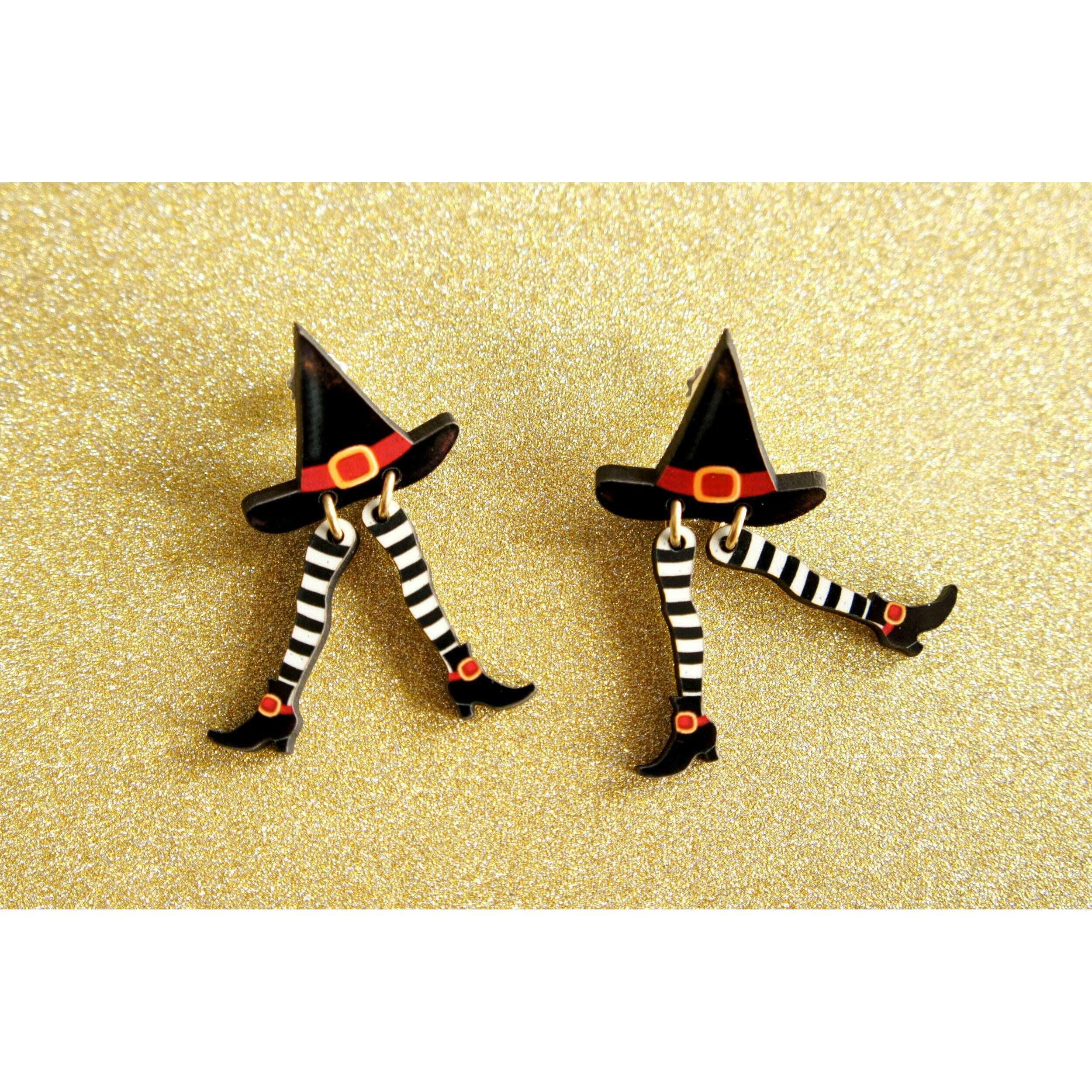 Hidden Witch Halloween Earrings by Laliblue