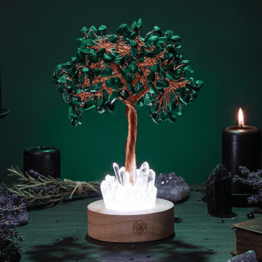 Malachite & Clear Quartz Crystal Tree Lamp – Thorn & Thimble
