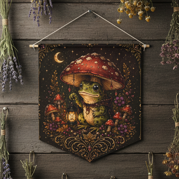 Frog Witch Mushroom Pennant Banner