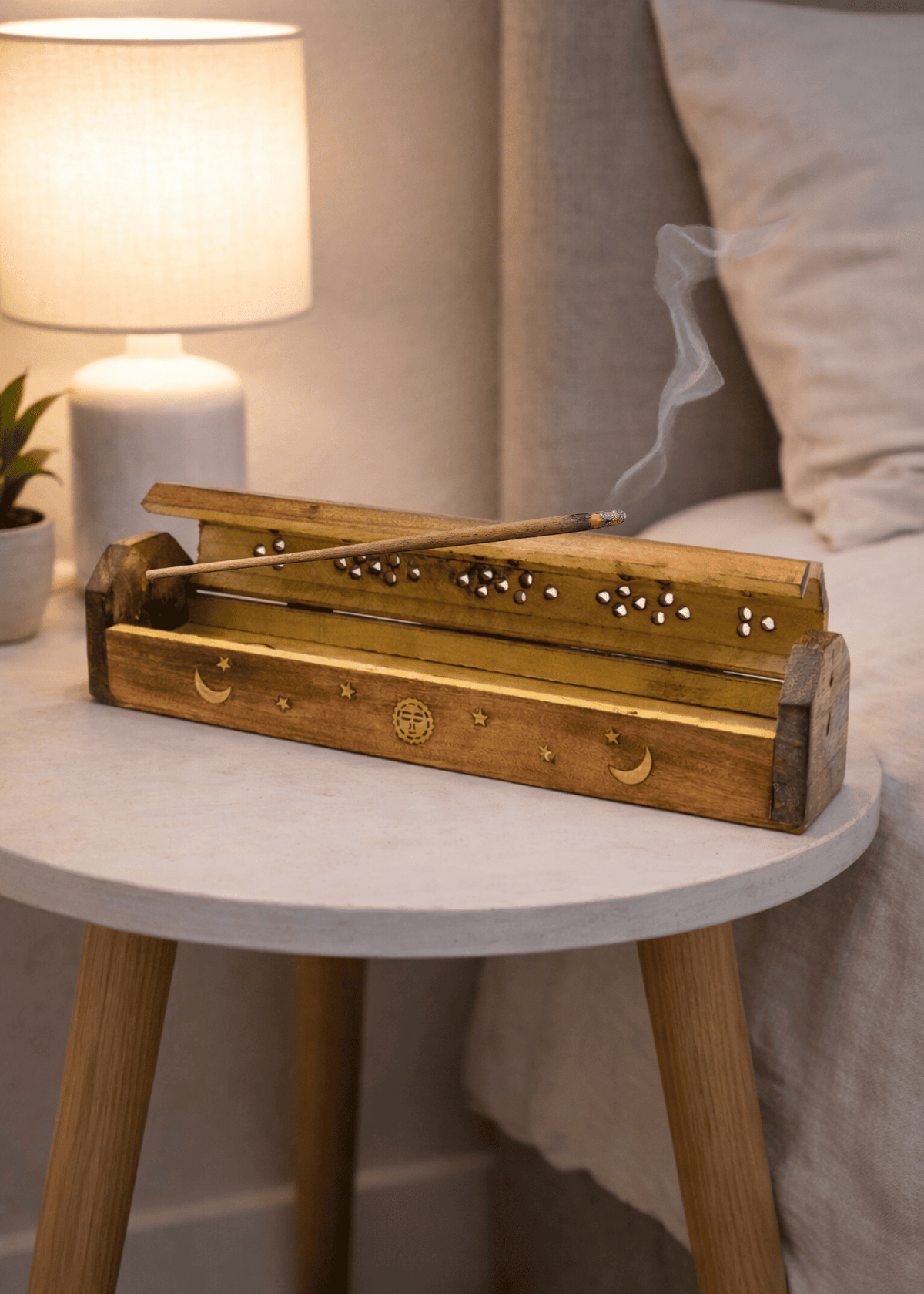 Sun & Moon Brass Inlay Coffin Incense Burner – Thorn & Thimble
