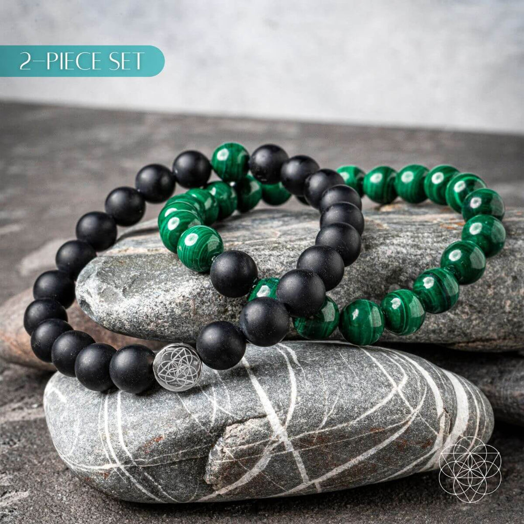 Malachite & Black Onyx Balance Bracelet Set