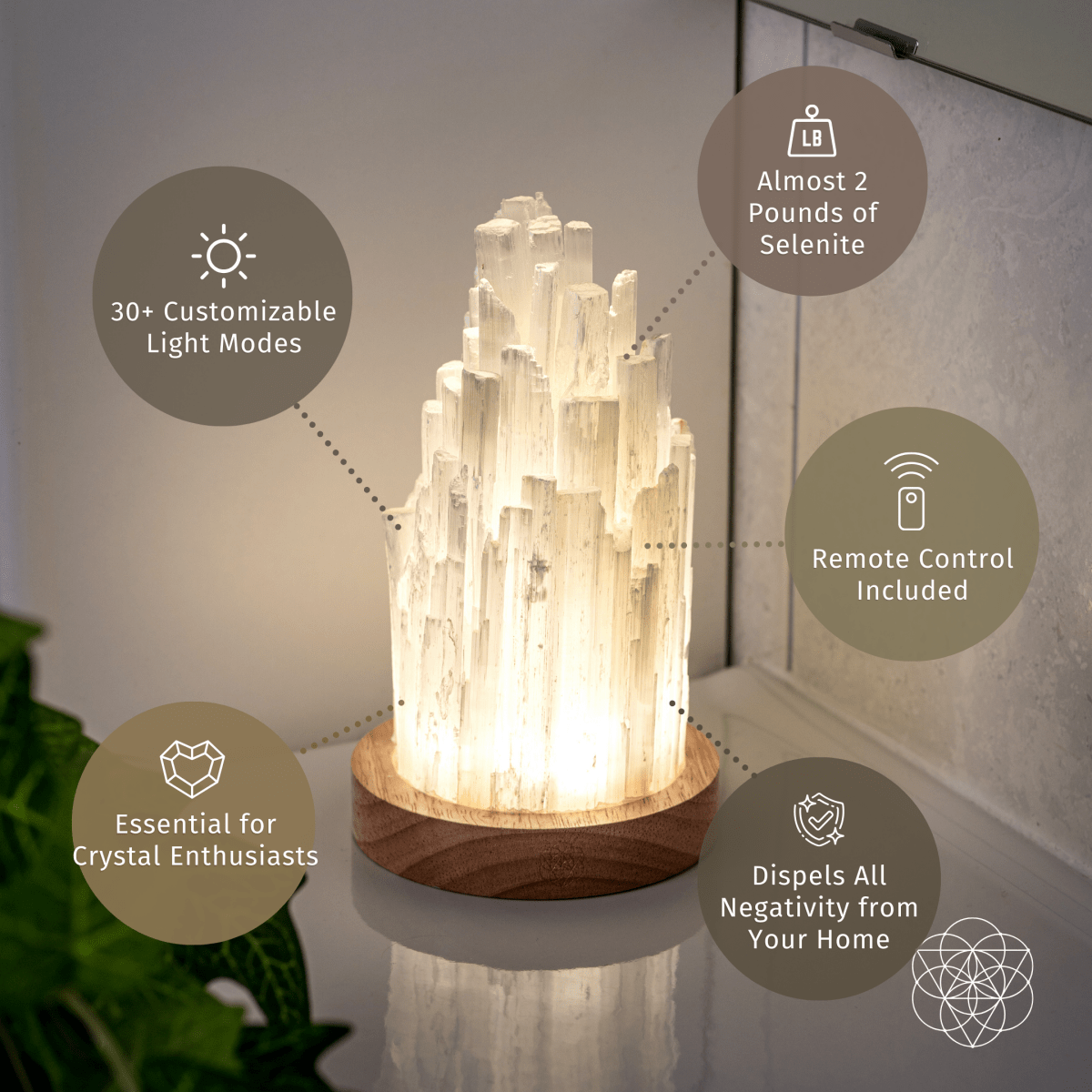 Cleanse-All Selenite Crystal Lamp