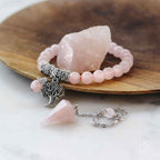 Rose Quartz Bracelet, Stone & Pendulum 3-Piece Crystal Set – Thorn & Thimble