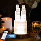 Moroccan Selenite Twin-Tower Crystal Lamp – Thorn & Thimble