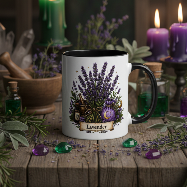 Botanical Lavender Mug with Color Inside