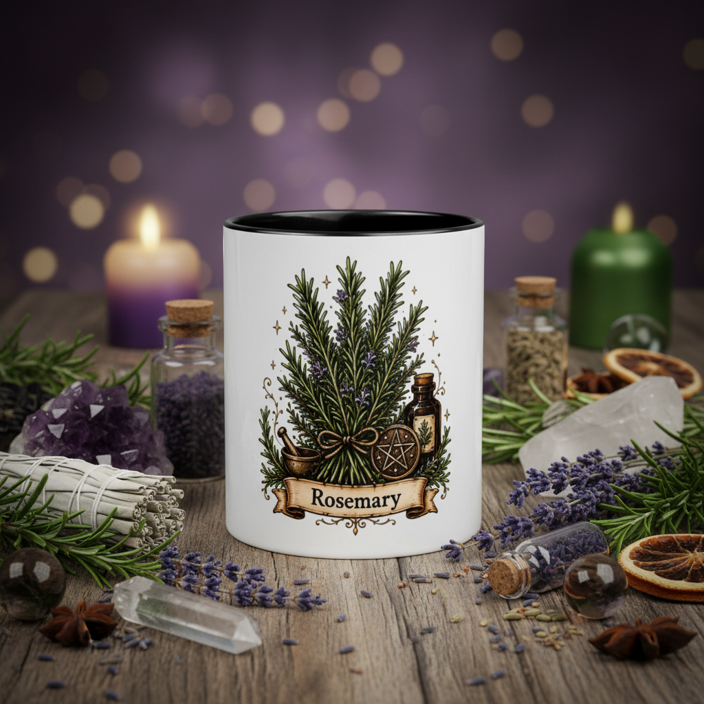 Botanical Rosemary Mug with Color Inside