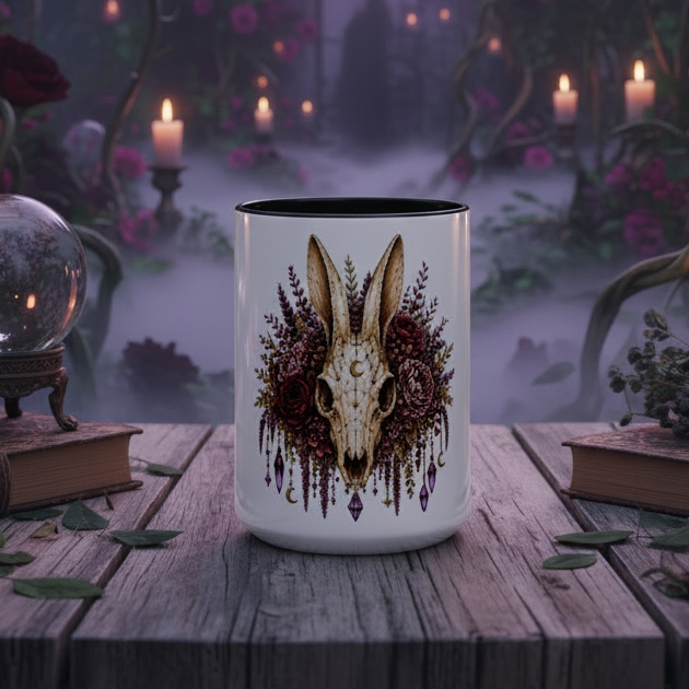 Rabbit Skull Mug with Color Inside