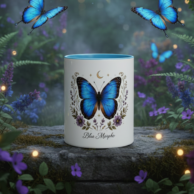 Blue Morpho Butterfly Mug with Color Inside