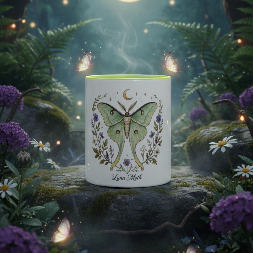 Luna Moth Mug with Color Inside
