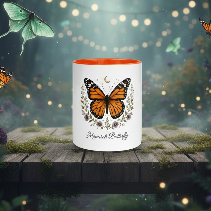 Monarch Butterfly Mug with Color Inside