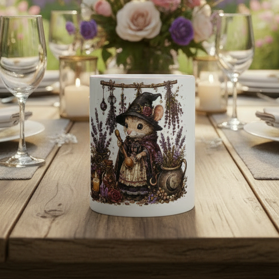 Mouse Witch Herbs Mug with Color Inside