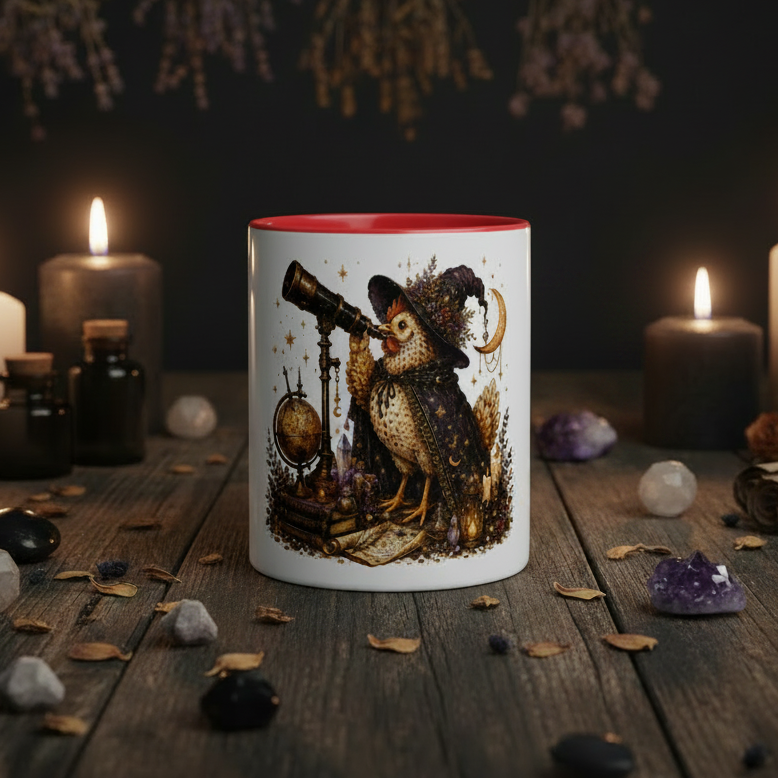Chicken Witch Astronomy  Mug with Color Inside