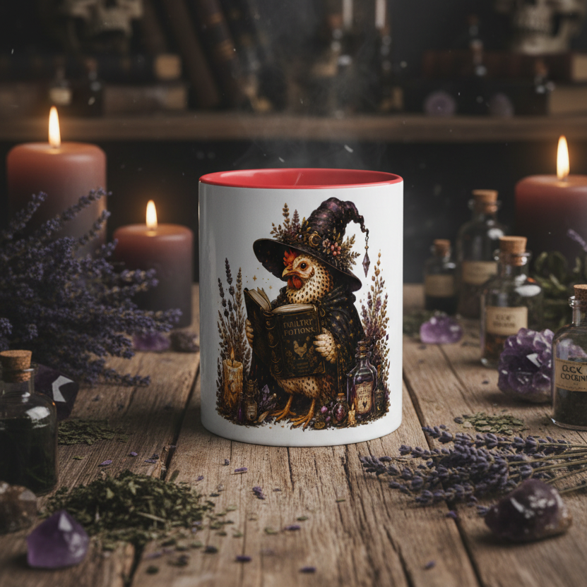 Chicken Witch Book Mug with Color Inside