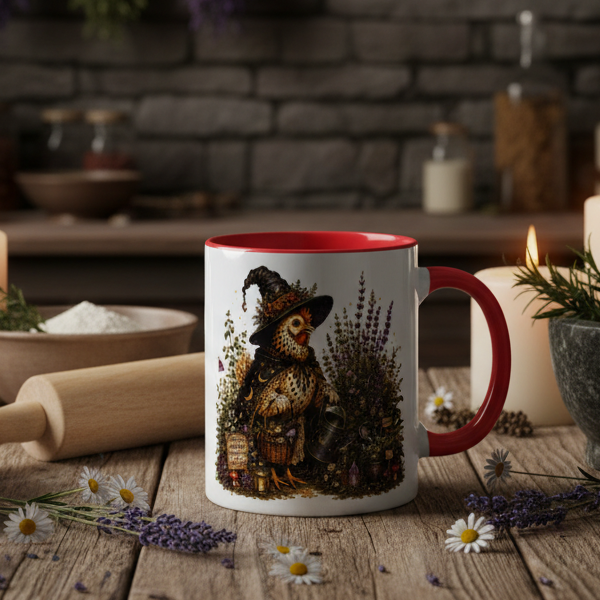 Chicken Witch Watering Can Mug with Color Inside