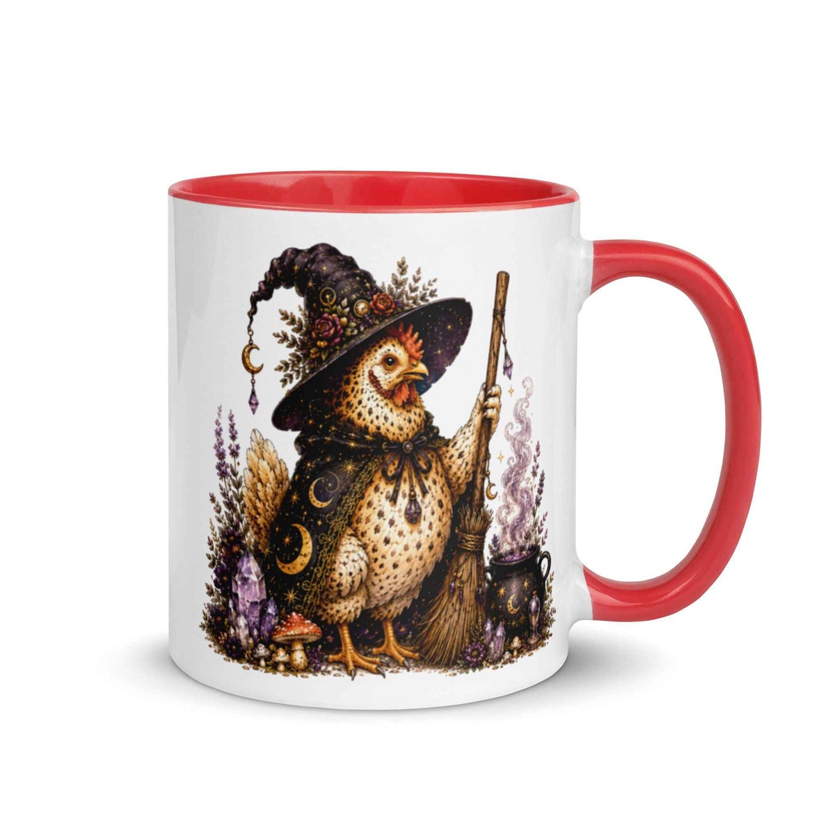 Chicken Witch with Broom Cottagecore Ceramic Mug – Thorn & Thimble