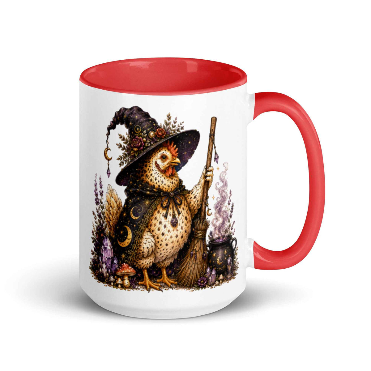 Chicken Witch with Broom Cottagecore Ceramic Mug – Thorn & Thimble